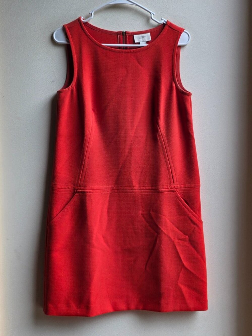 LOFT Bright Orange/Red Sleeveless Jumper Dress Size 4